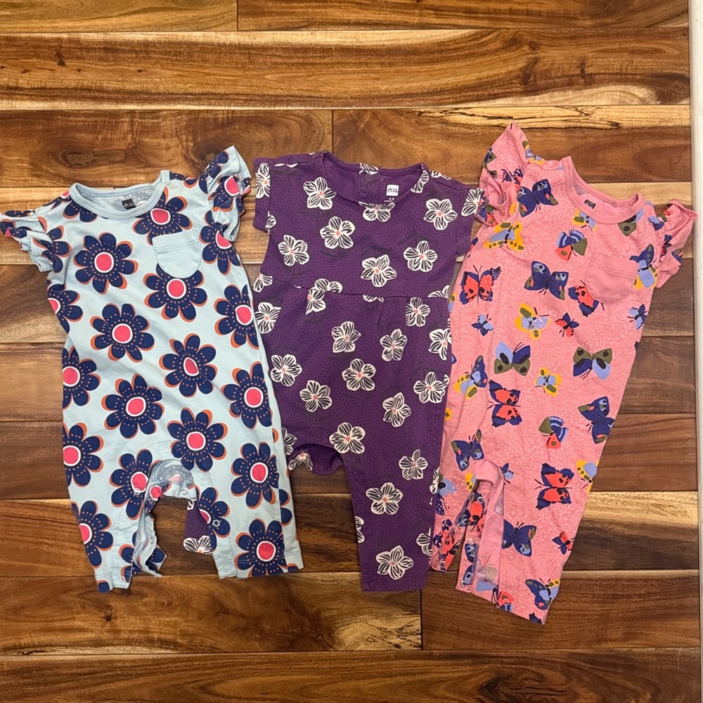 Tea Collection Floral and Butterfly Rompers